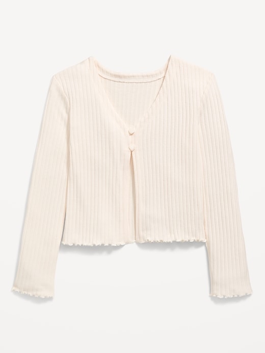 View large product image 2 of 3. Ribbed Button-Front V-Neck Cardigan Sweater for Girls