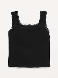 View large product image 3 of 3. Fitted Button-Front Ribbed Tank Top for Girls