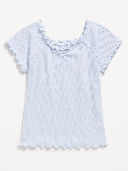 View large product image 2 of 3. Fitted Ribbed Ruffle-Trim Top for Girls