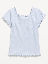 View large product image 3 of 3. Fitted Ribbed Ruffle-Trim Top for Girls