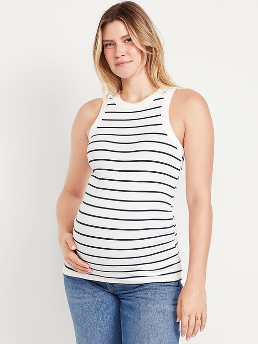 View large product image 1 of 3. Maternity High-Neck Striped Tank Top