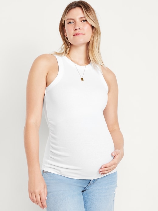 Image number 1 showing, Maternity High-Neck Ribbed Tank Top