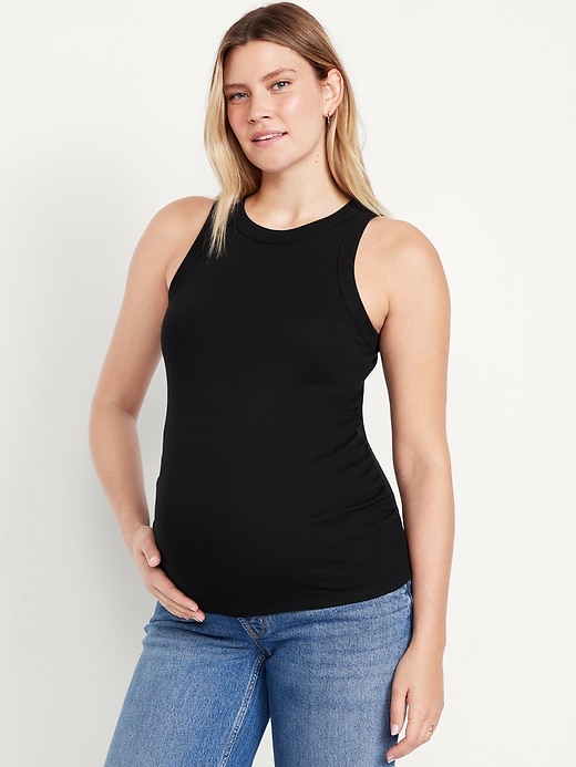 Image number 1 showing, Maternity High-Neck Ribbed Tank Top