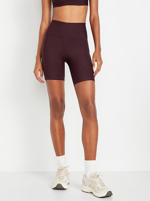 Image number 1 showing, High-Waisted PowerSoft Biker Shorts -- 8-inch inseam