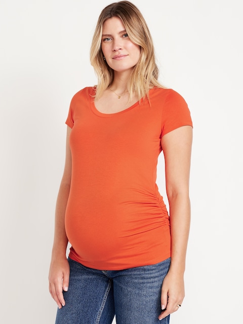 Maternity Scoop-Neck T-Shirt - Orange