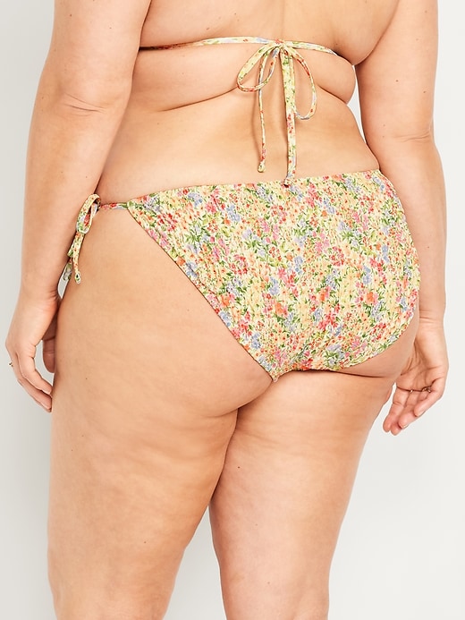 Image number 8 showing, Mid-Rise Textured String Bikini Swim Bottoms