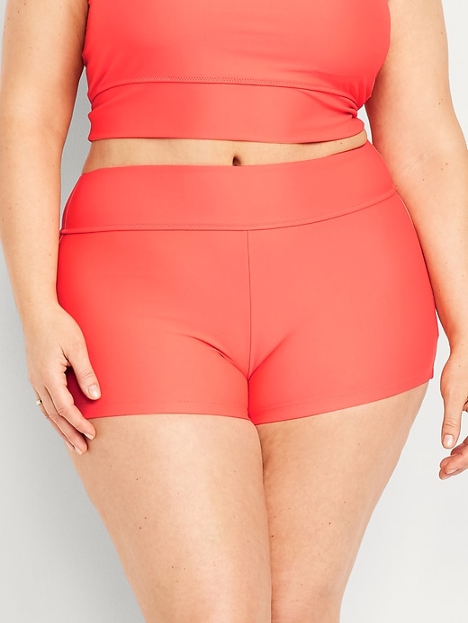 Image number 7 showing, High-Waisted Matte Swim Shorts -- 2-inch inseam