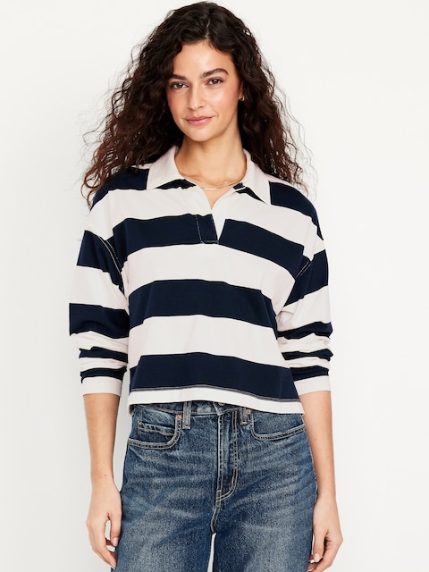 Rugby Stripe Crop Polo