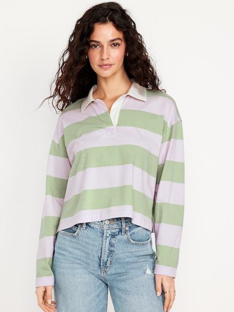 Rugby Stripe Crop Polo