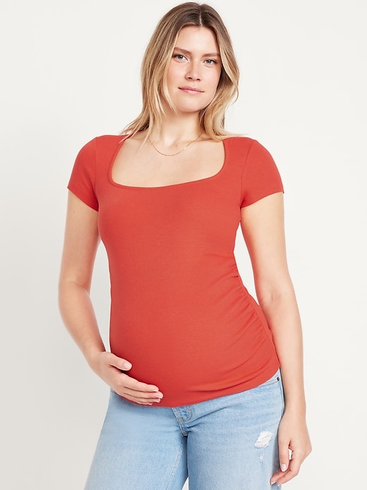 Image number 1 showing, Maternity Square-Neck Ribbed Top