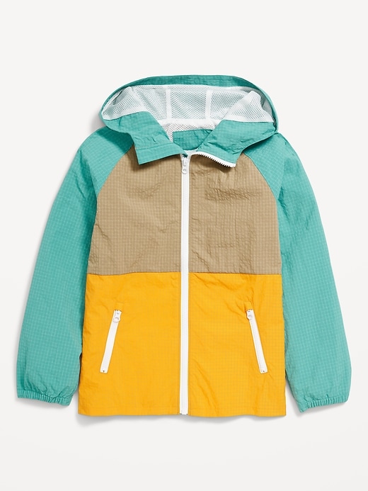 View large product image 2 of 3. Water-Resistant Ripstop Color-Block Jacket for Boys