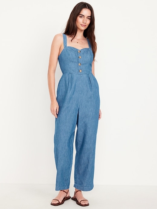 Image number 1 showing, Button-Front Cami Jumpsuit