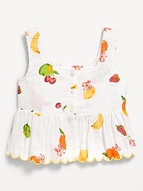 Image number 2 showing, Printed Sleeveless Button-Front Double-Weave Top for Girls