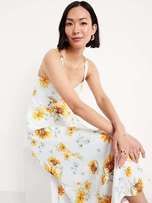 Image number 3 showing, Fit & Flare Sleeveless Linen-Blend Midi Dress
