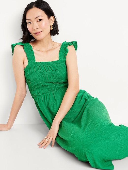Image number 3 showing, Fit & Flare Lightweight Smocked Midi Dress