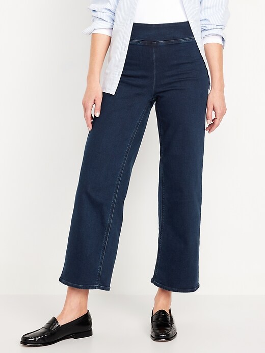 Image number 2 showing, High-Waisted Weekender Pull-On Crop Wide-Leg Jeans