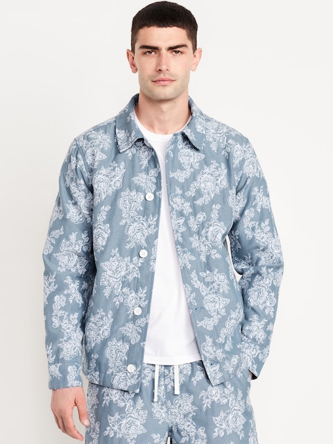 Textured Floral Shirt Jacket