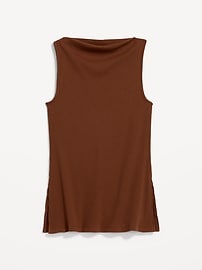Slit-Neck Ribbed Top