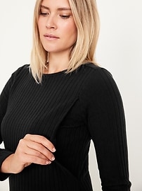 Image number 2 showing, Maternity Long-Sleeve Nursing Dress