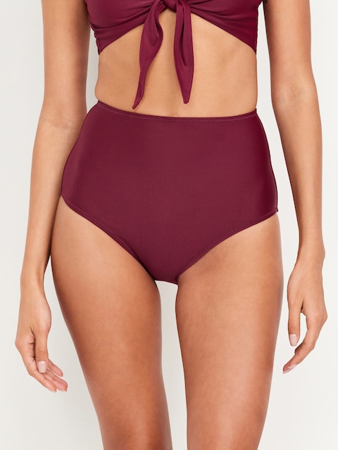 Matte High-Waisted Bikini Swim Bottoms