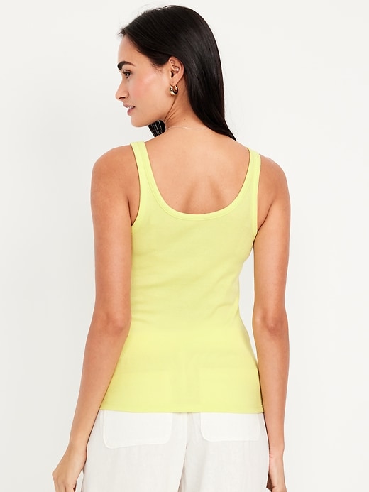 Image number 2 showing, First-Layer Ribbed Scoop-Neck Tank Top