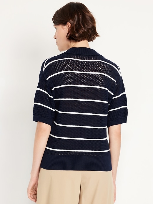 Image number 6 showing, Open-Stitch Polo Sweater