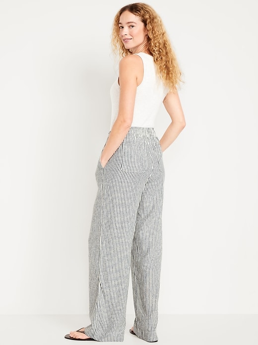 Image number 3 showing, High-Waisted Linen-Blend Wide-Leg Pants