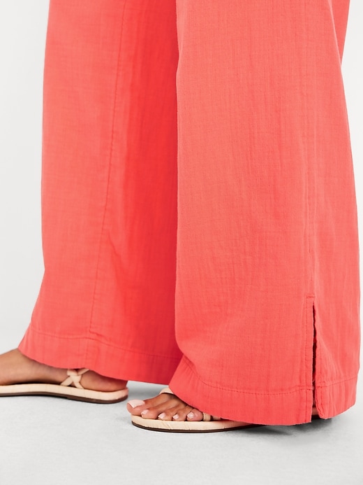 Image number 10 showing, High-Waisted Crinkle Gauze Super Wide-Leg Pants