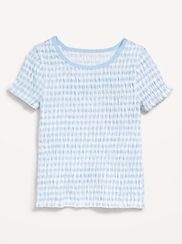 Image number 2 showing, Printed Short-Sleeve Smocked Top for Girls