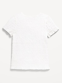 Image number 2 showing, Short-Sleeve Smocked Graphic T-Shirt for Girls