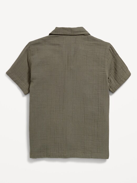 Image number 3 showing, Short-Sleeve Double-Weave Pocket Shirt for Boys