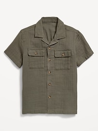 Image number 2 showing, Short-Sleeve Double-Weave Pocket Shirt for Boys