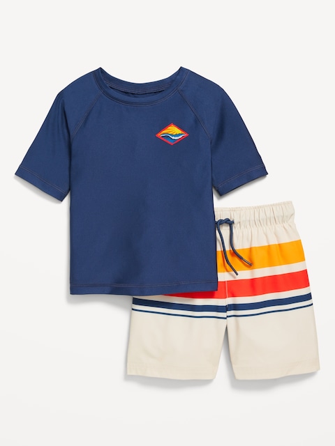 Rashguard Swim Top and Trunks for Toddler Boys