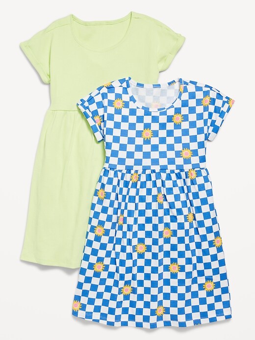 View large product image 1 of 1. Short-Sleeve Swing Dress 2-Pack for Girls