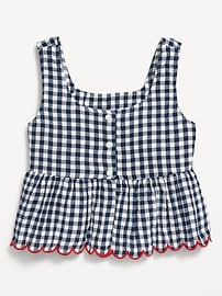 L'image numéro 2 présente Haut boutonnné devant sans manches avec double tissage à motif pour fille