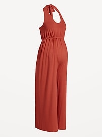 Image number 2 showing, Maternity Waist-Defined Halter Jumpsuit