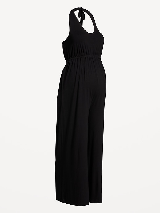 Image number 2 showing, Maternity Waist-Defined Halter Jumpsuit