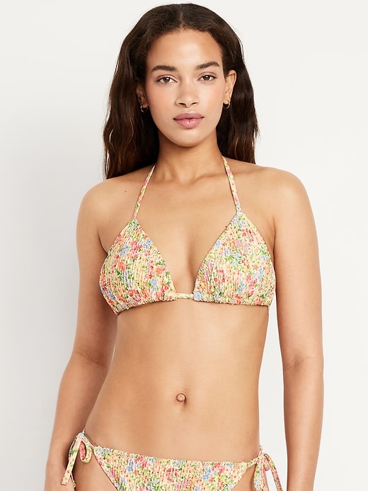 Image number 1 showing, Textured Triangle String Bikini Swim Top