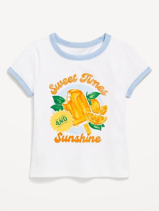 View large product image 1 of 3. Fitted Ribbed Ringer T-Shirt for Girls