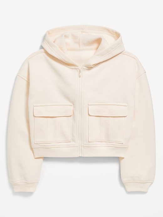 View large product image 1 of 3. Cropped Zip-Front Cargo Pocket Hoodie for Girls