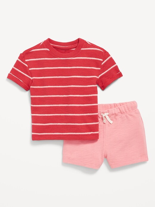 View large product image 1 of 2. Short-Sleeve Jacquard-Knit T-Shirt and Shorts Set for Baby