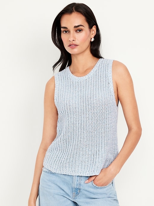 Image number 1 showing, Sleeveless Open-Stitch Sweater