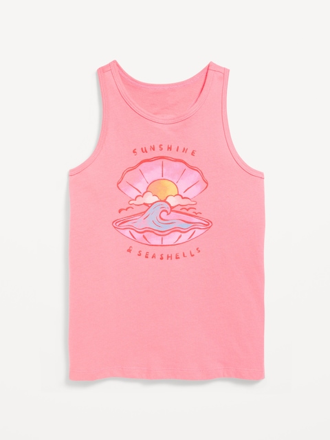 Fitted Back Cutout Graphic Tank Top for Girls