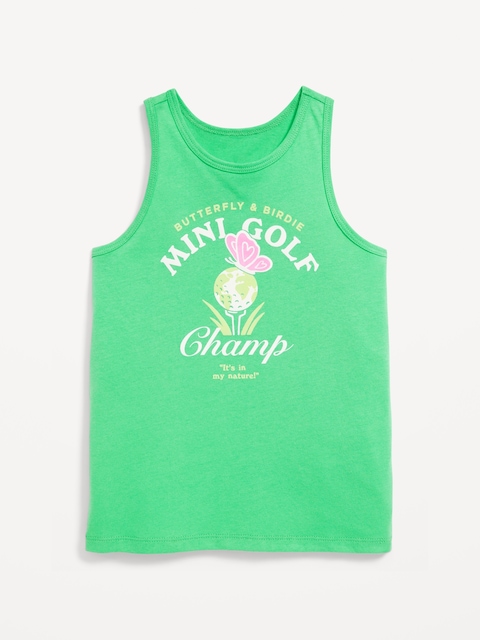 Fitted Back Cutout Graphic Tank Top for Girls