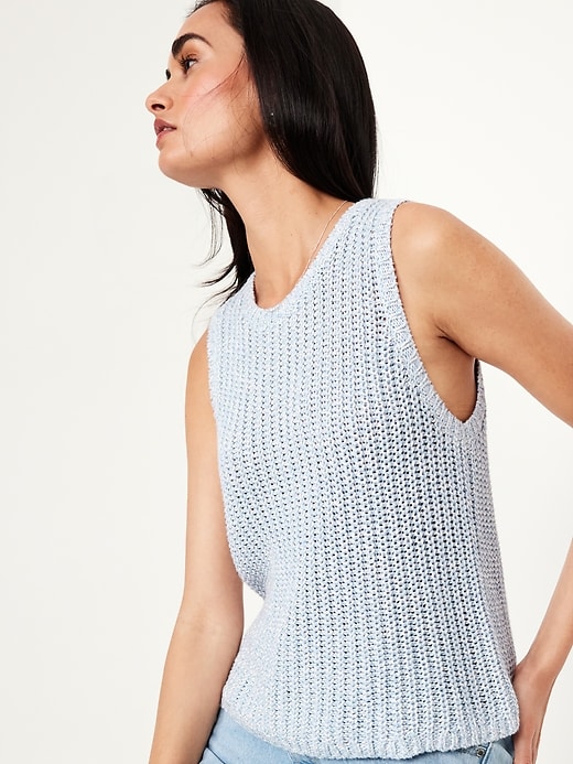 Image number 7 showing, Sleeveless Open-Stitch Sweater