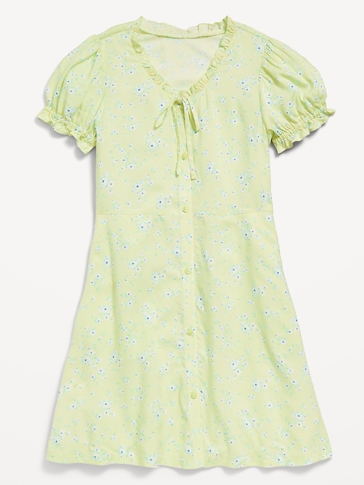 View large product image 1 of 2. Printed Short-Sleeve Button-Front Fit and Flare Dress for Girls