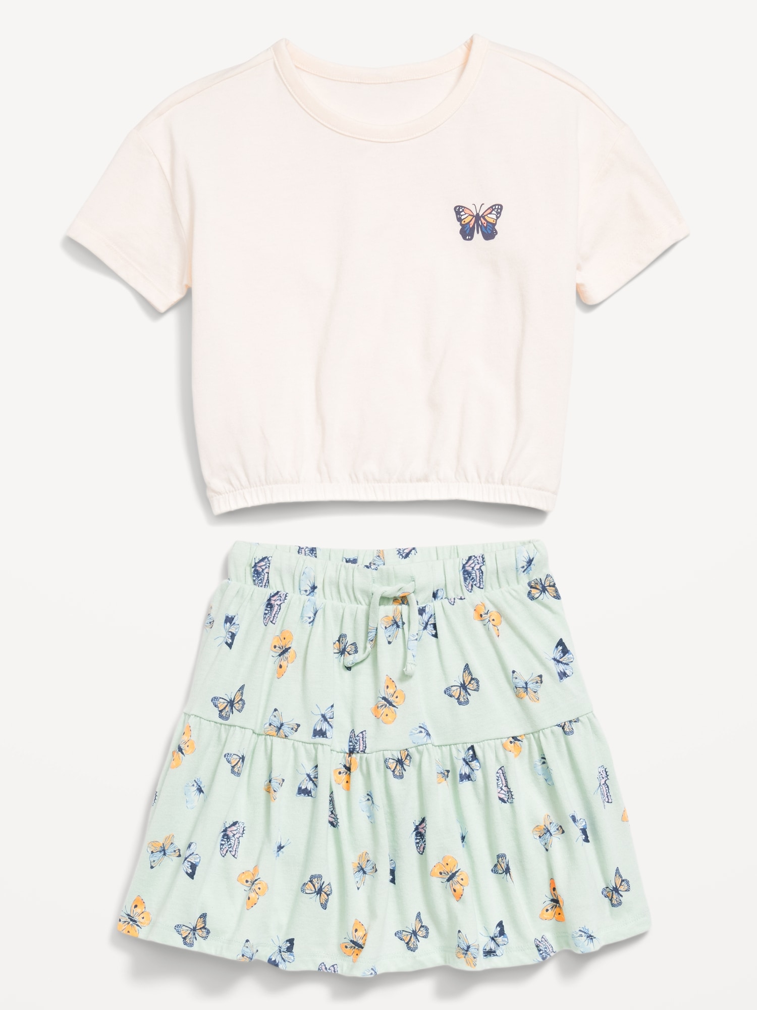 Short-Sleeve Graphic T-Shirt and Skort Set for Toddler Girls