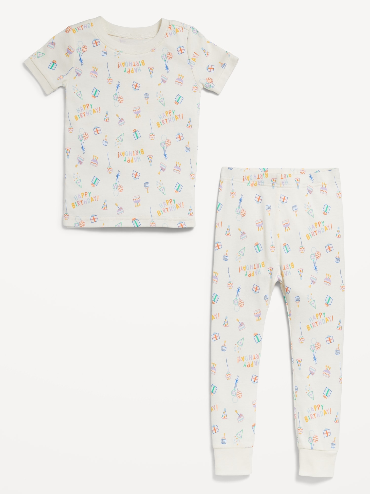 Birthday Snug-Fit Printed Pajama Set for Toddler & Baby - Multi