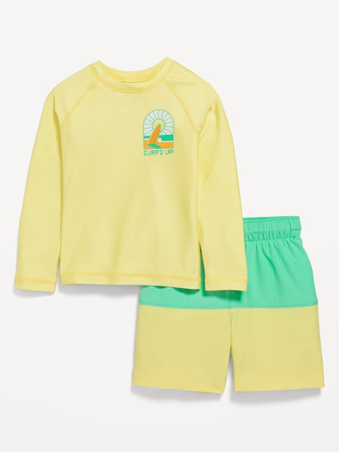 Rashguard Swim Top and Trunks for Toddler Boys