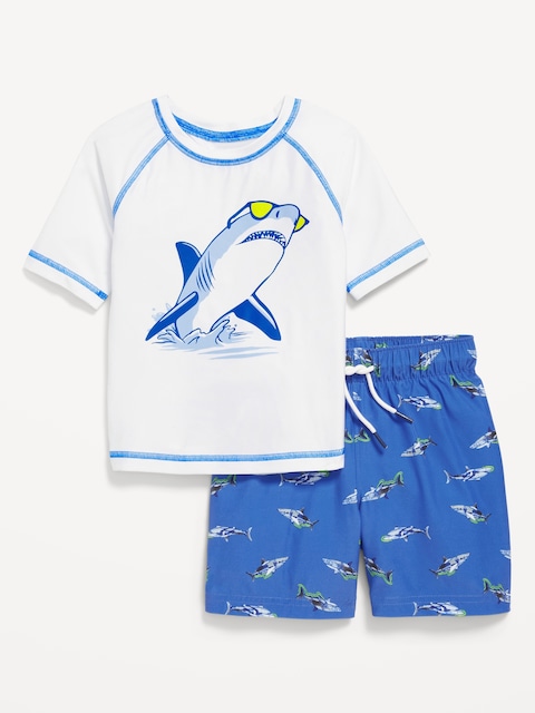 Rashguard Swim Top and Trunks for Toddler Boys